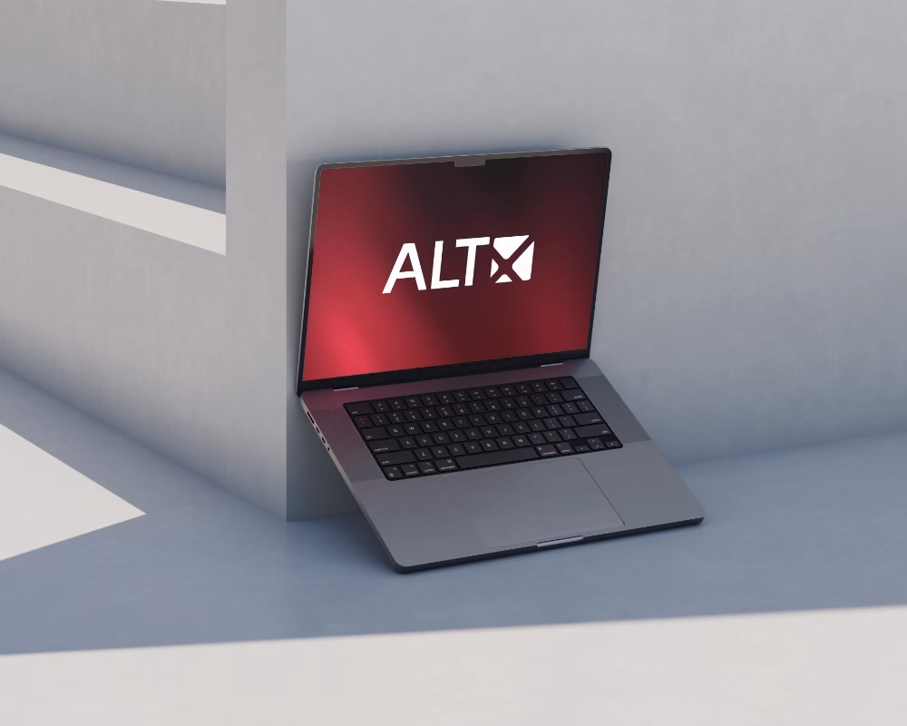 ALTx Collective logo concept shown on laptop screen