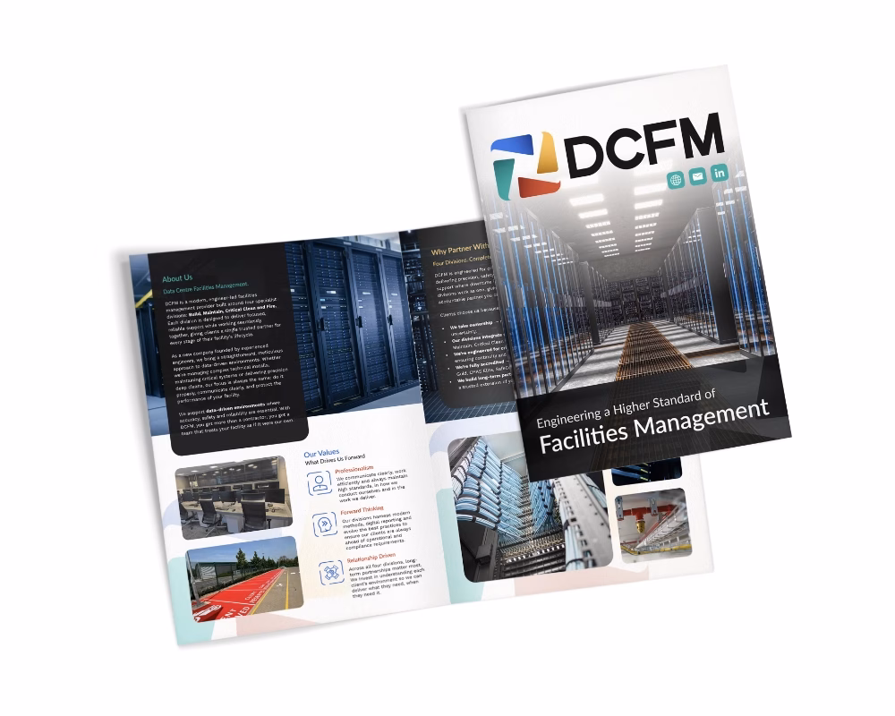 DCFM company brochure and printed marketing materials