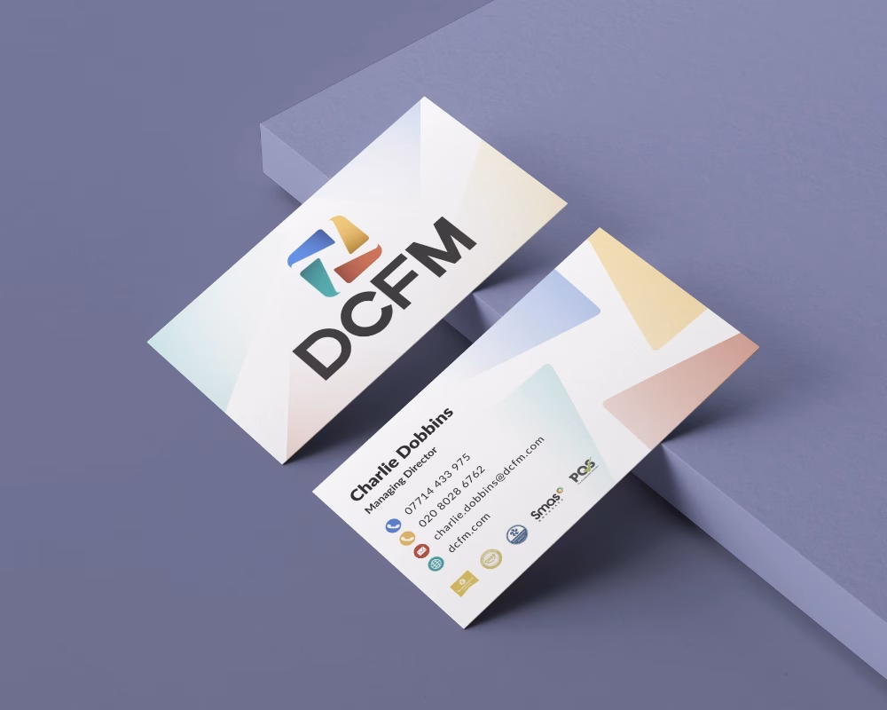 DCFM Facilities Management branded business card design